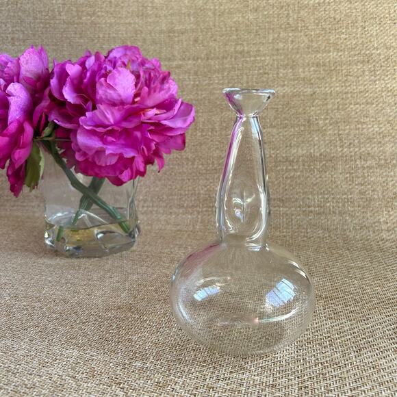 Dave Smith Signed Studio Glass “Papa’s Bottle” Handblown Clear Art Glass 8/02 - Picture 1 of 5